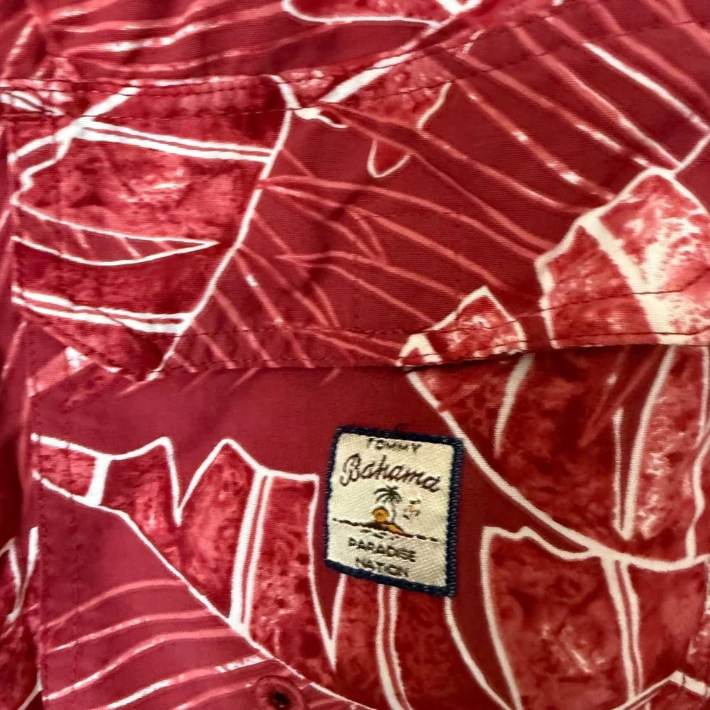 Tommy Bahama Swim Trunks Mens XL Red Tropical‎ Palm Leaf Excellent Quick Dry 5in